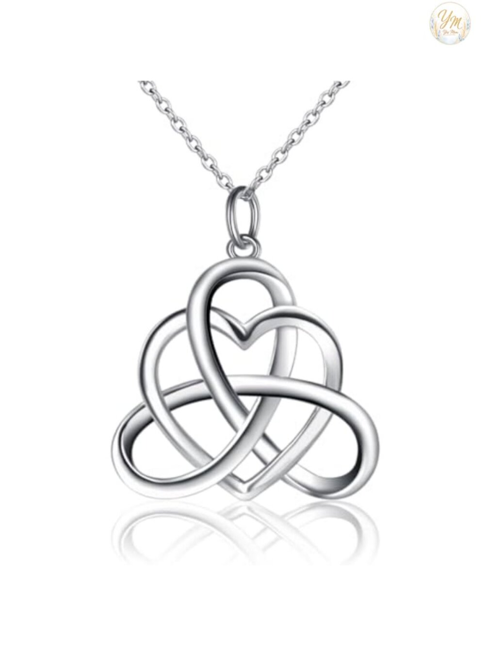 925 Sterling Silver Celtic Knot Heart Pendant Necklace, 18" Rolo Chain, Irish
